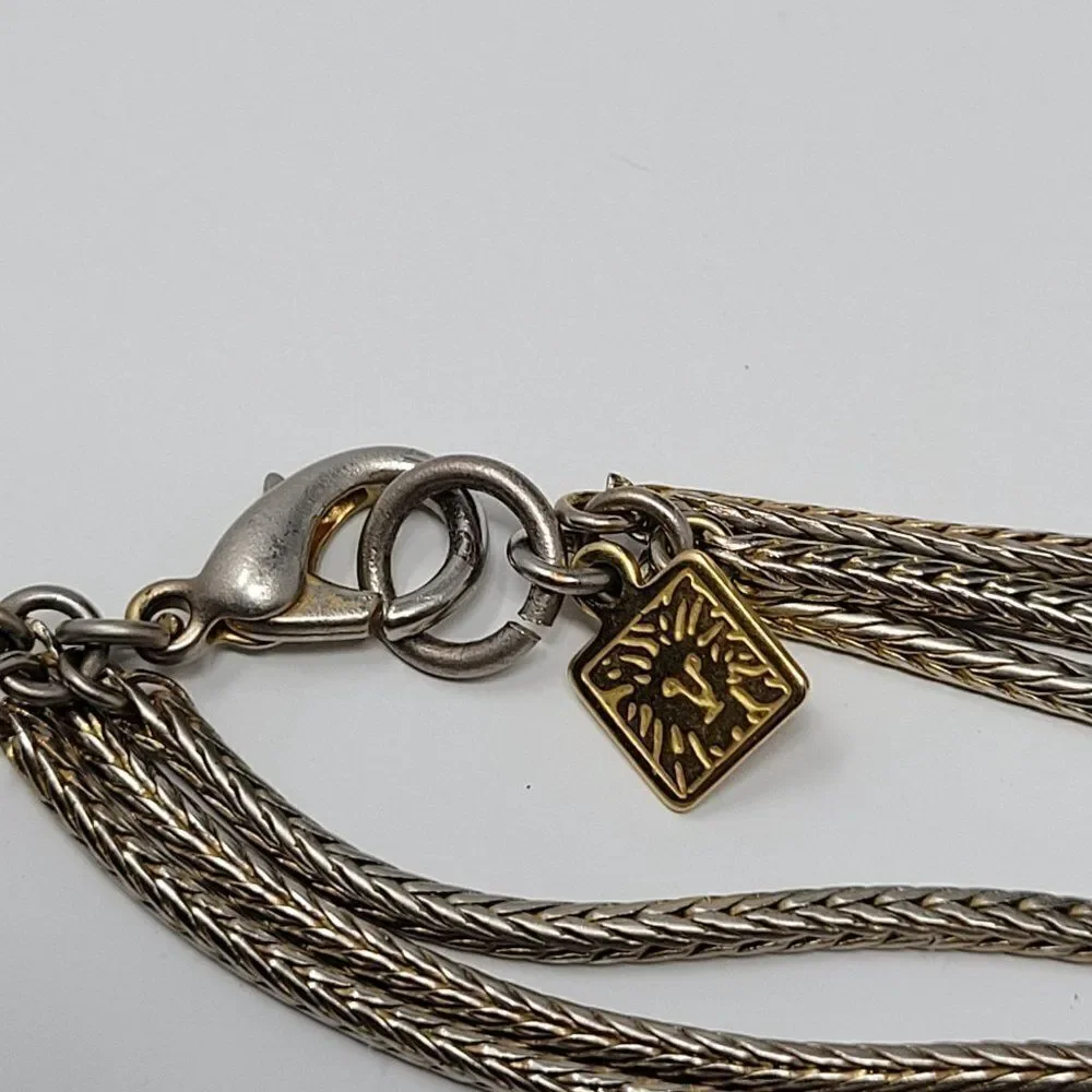 Vintage Signed Anne Klein Gold Tone Multi‎ Strand Popcorn Chain Opera Necklace